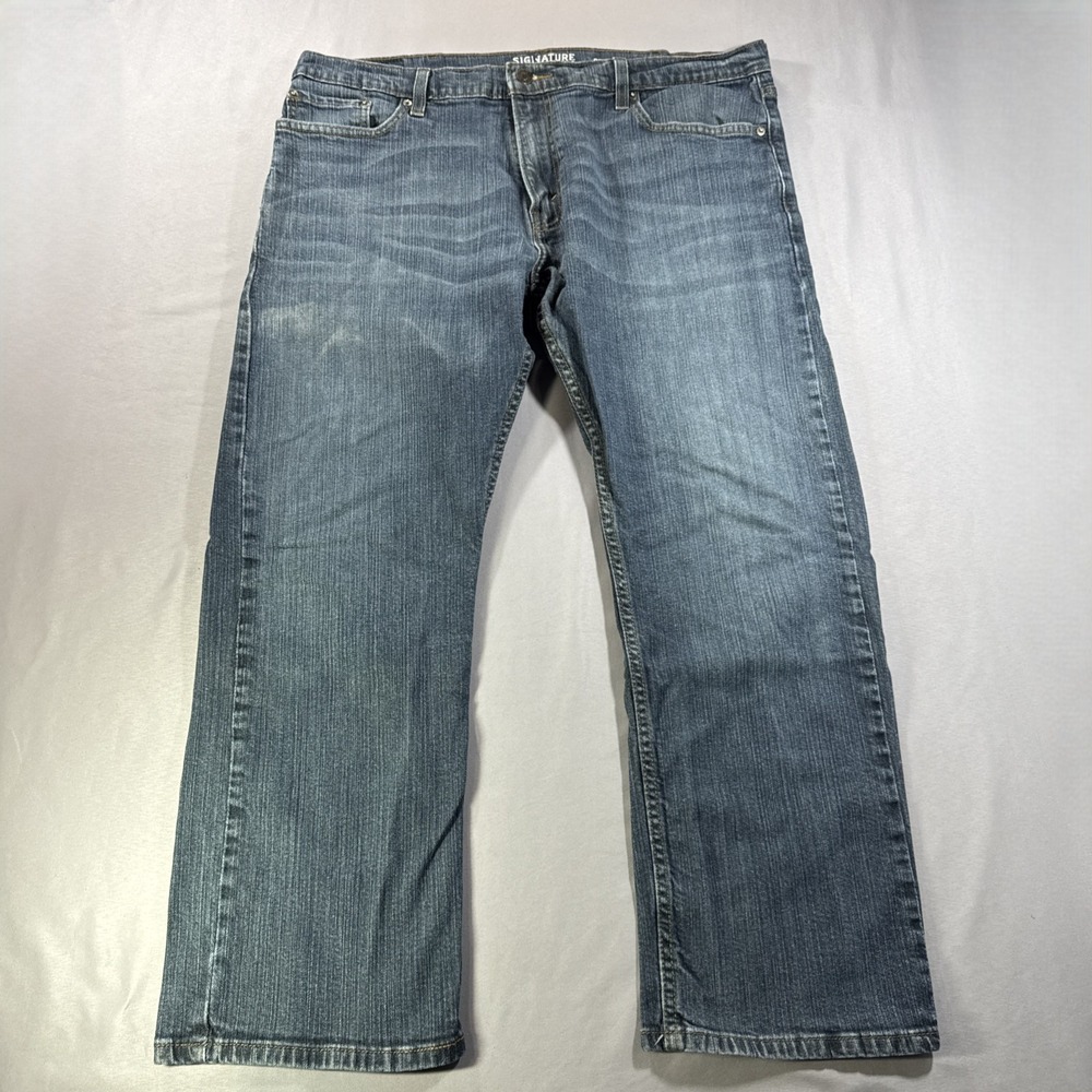 Signature Levi Strauss Mens Straight Leg Jeans Medium Wash Denim 38x28 No Tag